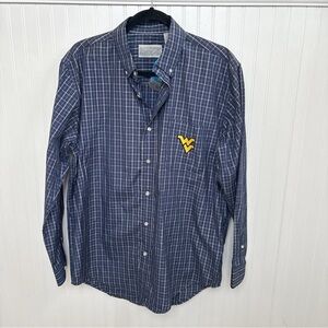 Campus Specialties Navy Blue Plaid Long Sleeve WVU Button Up Shirt Medium NEW